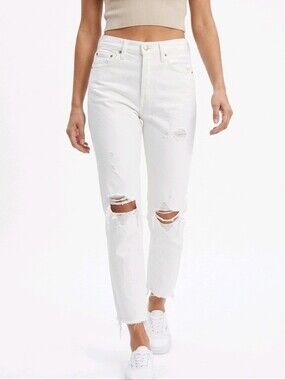 Levi's Off White "Wedge" Denim Jeans with Raw Edge Hem
